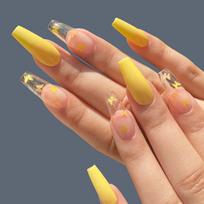 European and American Style Long Ballet Yellow Butterfly Coffin Armor Trapezoidal Nail Art Nail Plate Finished Product Box