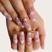 Long Ballet Nude Color Pink Cloud Nail Patches, Temperament and Whitening Wear Manicure, European and American Nail Tablets Finished Nail