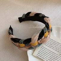 PROLY New Fashion Autumn Winter Hairband Wide Side Braided Patchwork Headwear Adult Handmade Turban Hair Accessories