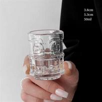 Hawaiian Tiki Shot Glass Mini Glass Cocktail Lead-Free Glass Cup Tequila Vodka Cachaça 50ml Glasses Shot Tiki Bar Accessories 50ml