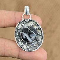 Womens day Deal Sterling Silver Zebra Jasper Stone Daughter New Pendant Jewelry