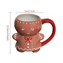 280ml Gingerbread Man Christmas Mug 3D Gingerbread Man Ceramic Cup Milk Coffee Water Cup KawaiiChristmas Mug 280ml raudona