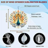 2D Metal Peacock Wind Chime – Vibrant Rotating Hook, Durable Outdoor Decor for Garden, Patio & Fall Festivals, Battery-Free Hanging Ornament 01A