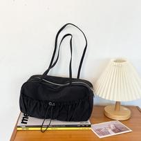 Plissé shoulder bag with cord for women Korean niche bag light and high capacity daily bag