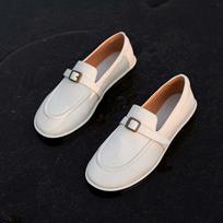 Krazing Pot Full Grain Leather Round Toe Casual Shoes Size 40 Flat with Metal Buckle Fashion Gladiator Autumn Loafers 34 dramblio kaulas