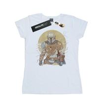 Star Wars Womens/Ladies The Mandalorian Distressed Warrior Cotton T-Shirt S balta