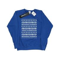 Disney Womens/Ladies Mickey And Minnie Christmas Fair Isle Sweatshirt L karališkos mėlynos spalvos