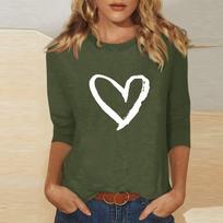 Women's O-neck 3/4 Sleeve  Print Top L armijos žalia spalva