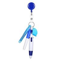 5-in-1 Badges Holder with Multicolor Pen Marker and Light for Nurse Doctor Badges Reels Holder Swivel Alligator Clip violetinė