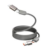 QOOVI 4 in 1 PD 240W Magnetic Suction Anti Winding USB C To C Fast Charger Cable Data Charging Wire for iPhone 16 Laptop Samsung 1.2m(3.94ft) pilka