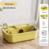 Golden Wire Double Layer Acrylic Hamster Villa - Extra Large, Transparent, Luxury Cage Full set with running wheel pilka spalva
