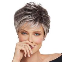 Women's Fluffy Gradient Short Hair 6inch mūšio laivas pilka spalva