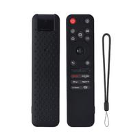 1 vnt. Silikoninis apsauginis dėklas su dirželiu, atsparus smūgiams, minkštas apvalkalas, nuotolinio valdymo pulto dėklas, skirtas LG MR25GA OLED Smart TV nuotolinio valdymo pultui juoda