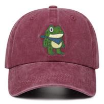 Cartoon Frog Resists Cotton Cap Unisex Style Vintage Old Man Hat Printing Retro Embroidered Soft Top Baseball Cap Casual Dad Hat 54-61CM