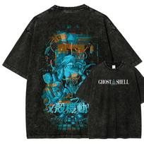 Hot Anime Ghost In the Shell Anime Lover Washed Tshirt Unisex Oversized Suitable for All Seasons Personality Clothes Couples S