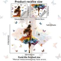Oil Painting Style Ballet Girl Butterfly Wall Sticker - Self-adhesive and Removable for Wall Decoration in The Living Room