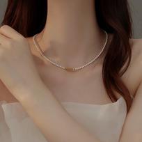 Aurora Freshwater Pearl & Millet Bead Clavicle Necklace - High-End, Natural, Versatile Design brown