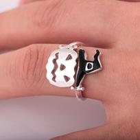 Women Fashion Halloween Jewelry Funny Pumpkin Witch Hat Ring  Drops Oil Ring