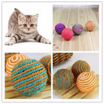 1Pcs Pet Kitten Sisal Dog Weave Catch Balls Chewing Toys Rope beige