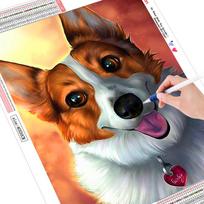 5D DIY Diamond Painting dog Cross Stitch Embroidery Rhinestones Kit 20*30 cm black