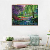 Deimantinė tapyba mozaika Rankų darbo deimantinis nuostabus sodo peizažas kryželiu deimantinis siuvinėjimas 20X30CM