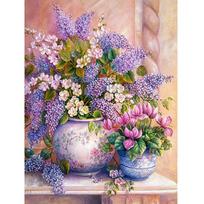 5D DIY Diamond Painting Purple Lavender Vase Crystal Cross Stitch Set Diamond Embroidery Rhinestone 20X30CM gray