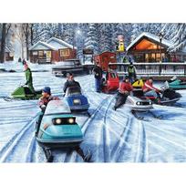 5D DIY Diamond Painting Full Round Snowmobiles Picture of Rhinestone Winter Decor Home Wall Stickers 20X30CM gray