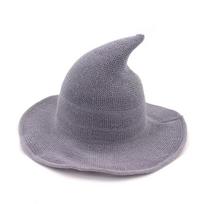 SCIONE Christmas Halloween Witch Hat Korean Spire Big Brim Cotton Yarn Witch Basin Hat Fisherman Hat M（56-58cm） pilka