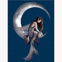 Full Diamond Painting Diy Diamond Mosaic Diamond Painting Rhinestone Moon Princess 20X30CM gray