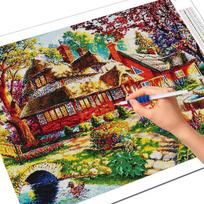 5D Pasidaryk pats Deimantinė Siuvinėjimo Namas Cirkonio Paveikslas Deimantinė Tapyba Rudens Kryželiu Kraštovaizdis Sienos Dekoracija Full Square 20X30CM black