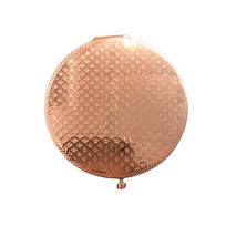 Madingas atsitiktinis retro matinis apvalus kišeninis makiažo veidrodis, nešiojamas dvipusis sulankstomas didintuvas Rose Gold beige