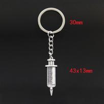 Mados raktų pakabukas 43x13mm daktaras švirkštas sidabrinės spalvos pakabukai pasidaryk pats vyriški papuošalai automobilio raktų pakabuko žiedo laikiklis suvenyras dovanai sidabras