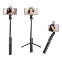 Daugiafunkcis belaidis „BT Selfie Stick“ nešiojamas ištraukiamas trikojo stovas su užpildymo lempute 104,5 cm juoda