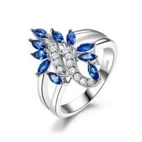 GICA Gema New Launch S925 Sterling Silver Luxury Temperament Ring Set With Diamond Light Blue Luxury Ring Set Is Suitable For Your Lover 6 mėlyna