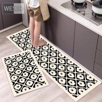2 Piece Cartoon Floral Kitchen Carpets Washable Absorbent Bathroom Mat Long Rugs For Living Room Bedside Rug 40x60cm+40x120cm gray