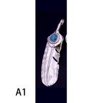 S925 Sterling Silver Tide Jewelry Thai Silver Men and Women Turquoise Feather Pendant Sweater Chain Pendant