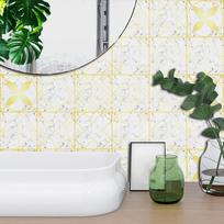 10pcs Light Luxury Style Marble Tiles Floor Sticker Kitchen Bathroom Wardrobe Decoration Leather Texture Wear-resistan Wallpaper 15cmX15cmX10pcs