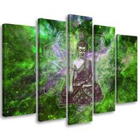 Five piece picture canvas print Buddha Mandala Nature Green 100x70 žalia