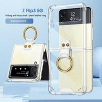 Skaidrus dėklas su piršto žiedu apsaugai nuo smūgių Samsung Galaxy Z Flip 3 5g Flip3, nepaliekantis pirštų atspaudų, Fundas for samsung z flip 3 gryna