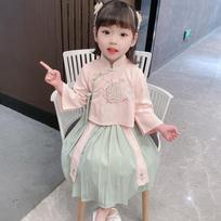 Hanfu mergina kiniško stiliaus audinio vasarinė suknelė Antikvarinis Tang kostiumas super fėjos kostiumo suknelė mažos mergaitės undinėlės princesės sijonas apatinis trikotažas XL white