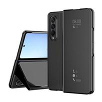 Išmanus atlenkiamas dėklas Samsung Galaxy Z Fold 4 3 5g veidrodinis padengimas PU oda atlenkiamas stovas smūgiams atsparus telefono dėklas Funda Z Fold 2 4 5g For Galaxy Z Fold 2 juoda