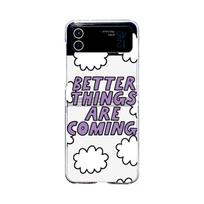 For Samsung Galaxy Z Flip 4 3 Case White Clouds English Pattern Painted Transparent Folding Shockproof Pc Hard Cover Accessories For Galaxy Z Flip 3
