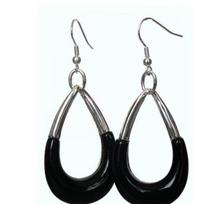 Fashion 925 Sterling Jewelry Gems  black Ring Hoop Hook blue Earrings