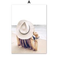 Beach Waves Begonia Flowers Woman Reef Seaview Wall Art Canvas Painting Posters And Prints Wall Pictures For Living Room Decor A4 21x30cm No Frame white
