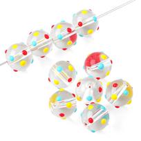 2pcs 12mm Hand-painted Funny Multi Styles Lovely Charm Glass Beads for DIY Jewerly Craft Making white