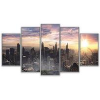 5 plokščių Čikagos miesto panorama Kraštovaizdžio paveikslų plakatai Sienų menas Namų dekoras Drobė HD spaudiniai Paveikslai Svetainės dekoravimas 20x35cm*2  20x45cm*2  20x55cm*1