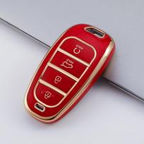4 mygtukų TPU automobilio raktų laikiklio dėklo dangtelis, skirtas Hyundai Tucson Solaris Sonata Hybrid NEXO NX4 Santafe Dn8 2020 2021 2022 priedai raudona