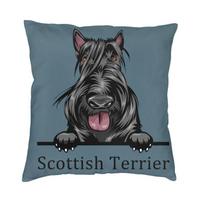 Peeking Dog Scottish Terrier Cushion Cover 60x60 cm Pet Animal Velvet Throw Pillow Case Sofa Decoration Pillowslip Dakimakura 30x30cm 12x12in beige