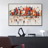 Modernus abstraktus miesto pastatas peizažas, drobė, tapyba Plakatai ir spaudiniai Sienų paveikslai, skirti gyvenamojo kambario namų dekoravimui be rėmelio 21*30cm