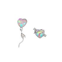 Pinkdudu Fashion Laser Color Asymmetrical Love Drop Earrings Romantic Luxury Heart Shaped Earring for Women Jewelry PD1460 AB gray